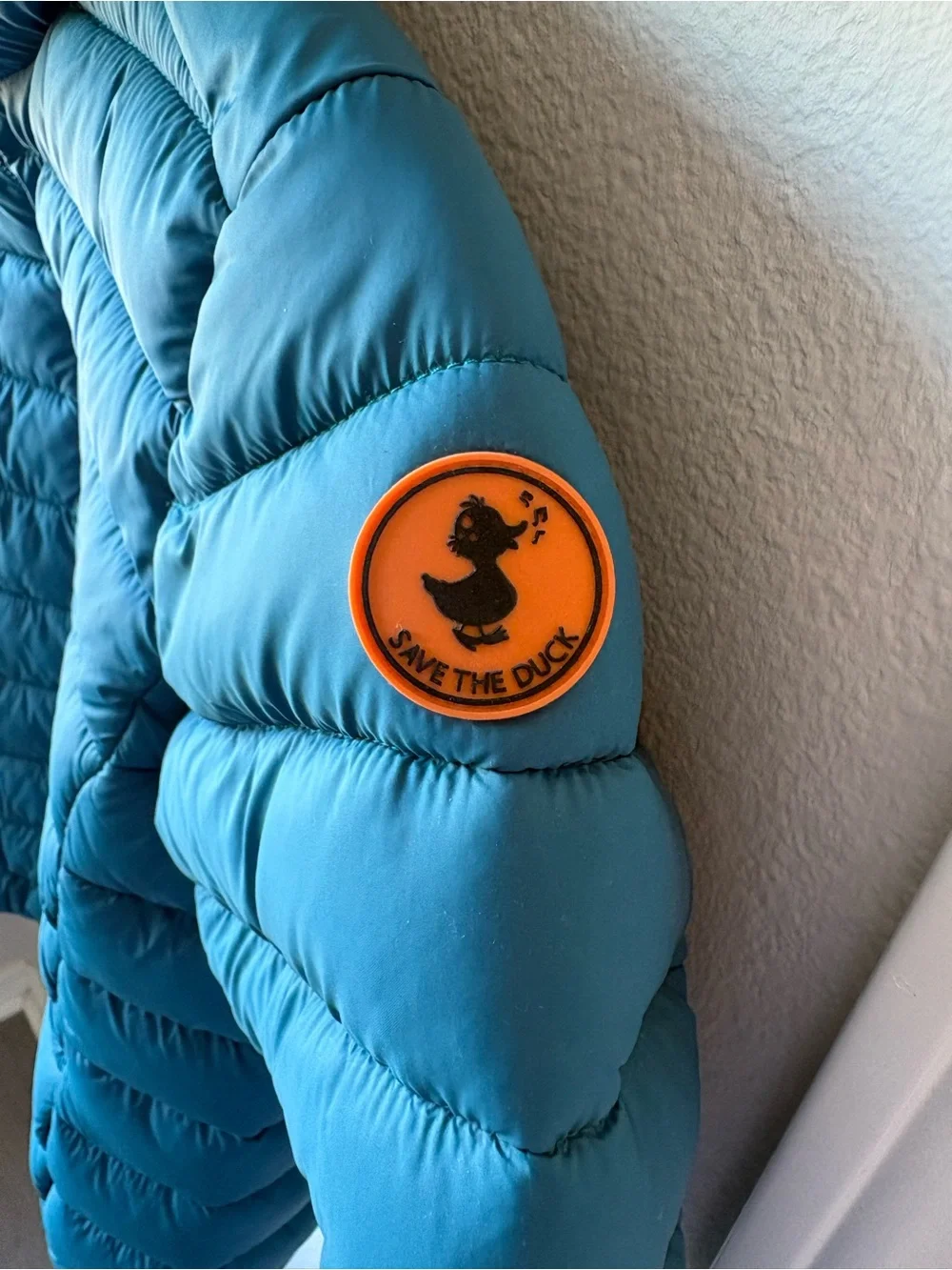 Save the Duck Kids Blue Hooded Puffer Jacket Size 8 Years NWOT